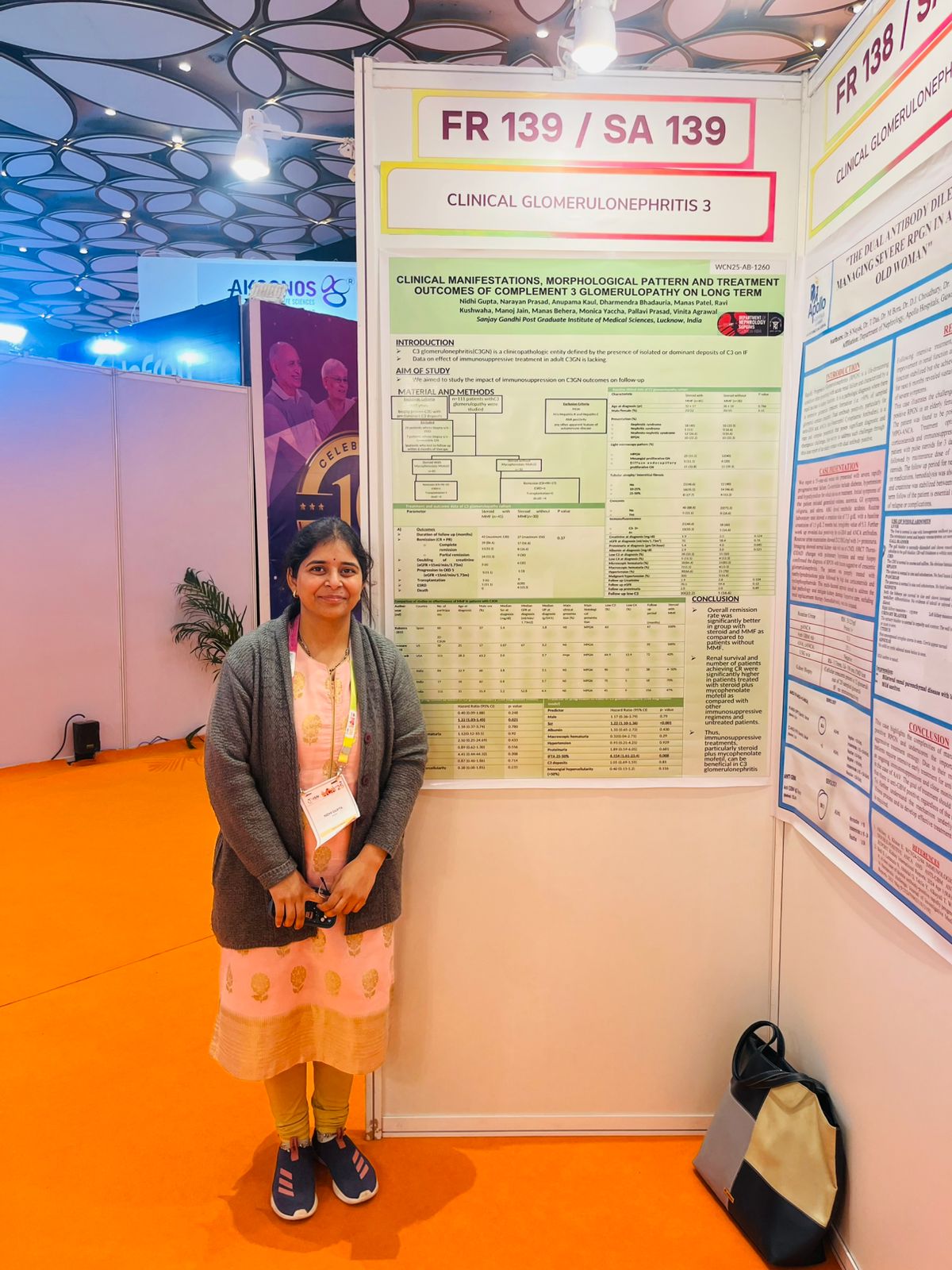 Dr. Nidhi Gupta presenting C3 Glomerulopathy research poster at World Congress of Nephrology (WCN), New Delhi